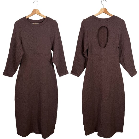 Free People Gabby Seamless Midi Dress Women's M/L Chocolate Brown Textured NWT - Picture 3 of 16